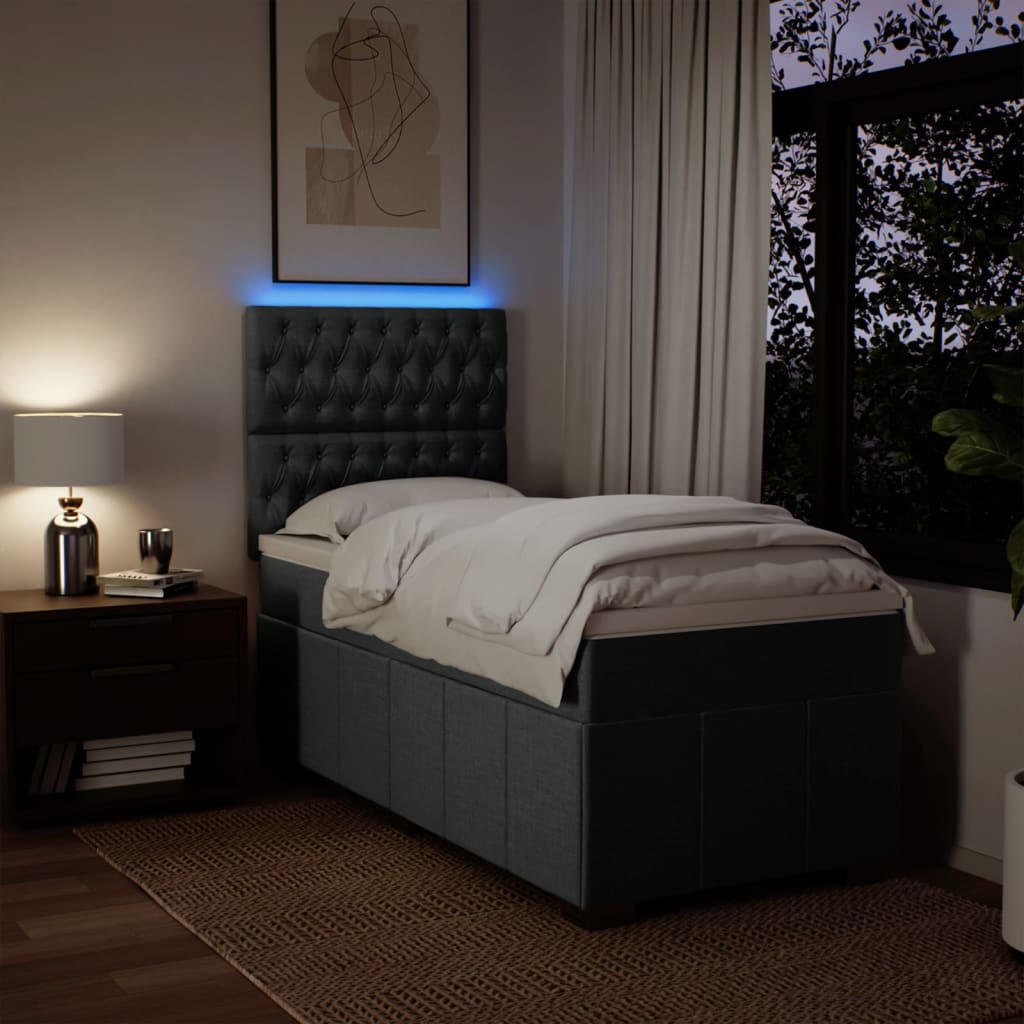 Box Spring Postel S Matrací Tmavě Šedá 80 X 200 Cm Textil