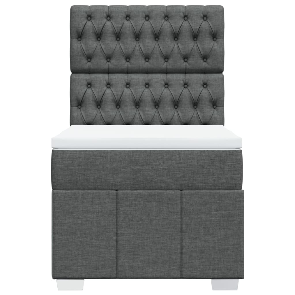 Box Spring Postel S Matrací Tmavě Šedá 80 X 200 Cm Textil