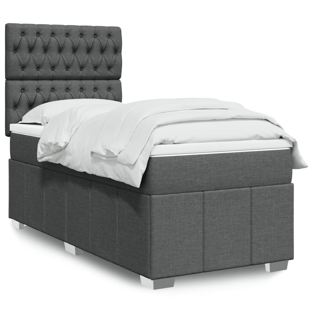 Box Spring Postel S Matrací Tmavě Šedá 80 X 200 Cm Textil