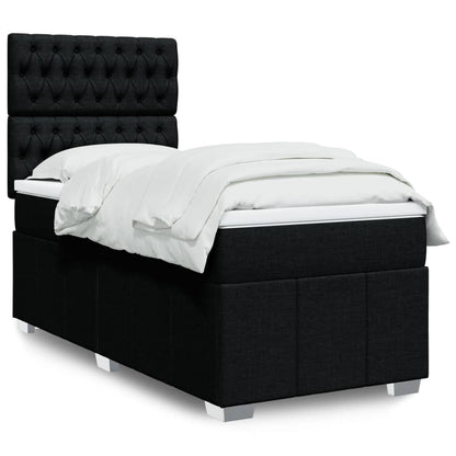 Box Spring Postel S Matrací Černá Textil Černá