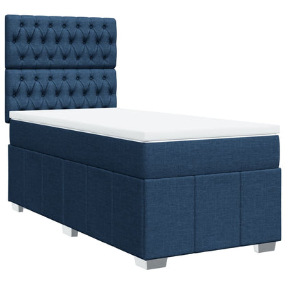 Box Spring Postel S Matrací Modrá 80X200 Cm Textil