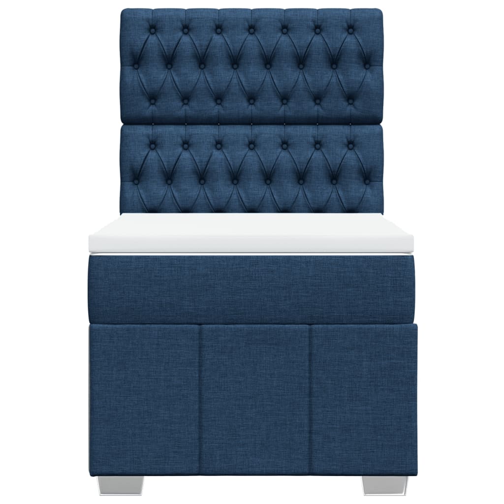 Box Spring Postel S Matrací Modrá 80X200 Cm Textil