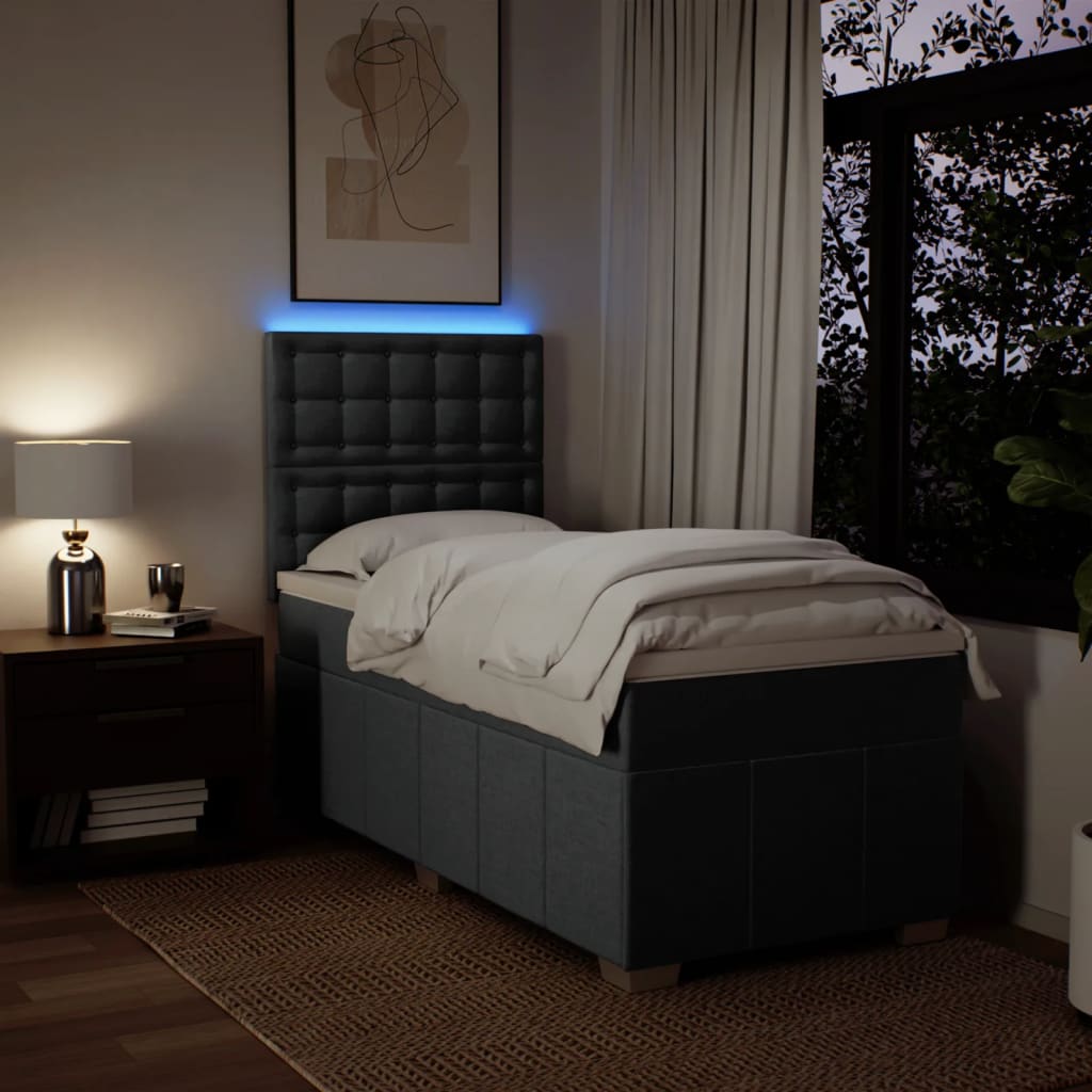 Box Spring Postel S Matrací Tmavě Šedá 80 X 200 Cm Textil