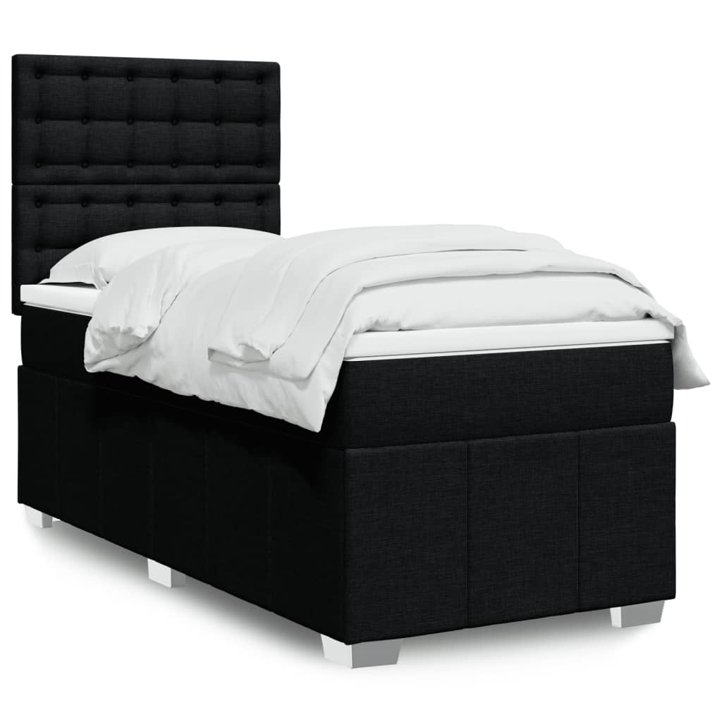 Box Spring Postel S Matrací Černá Textil Černá