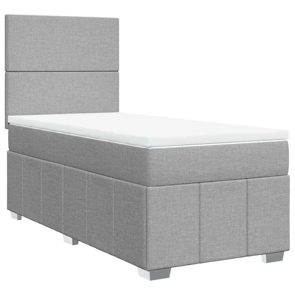 Box Spring Postel S Matrací Světle Šedá 90X190 Cm Textil