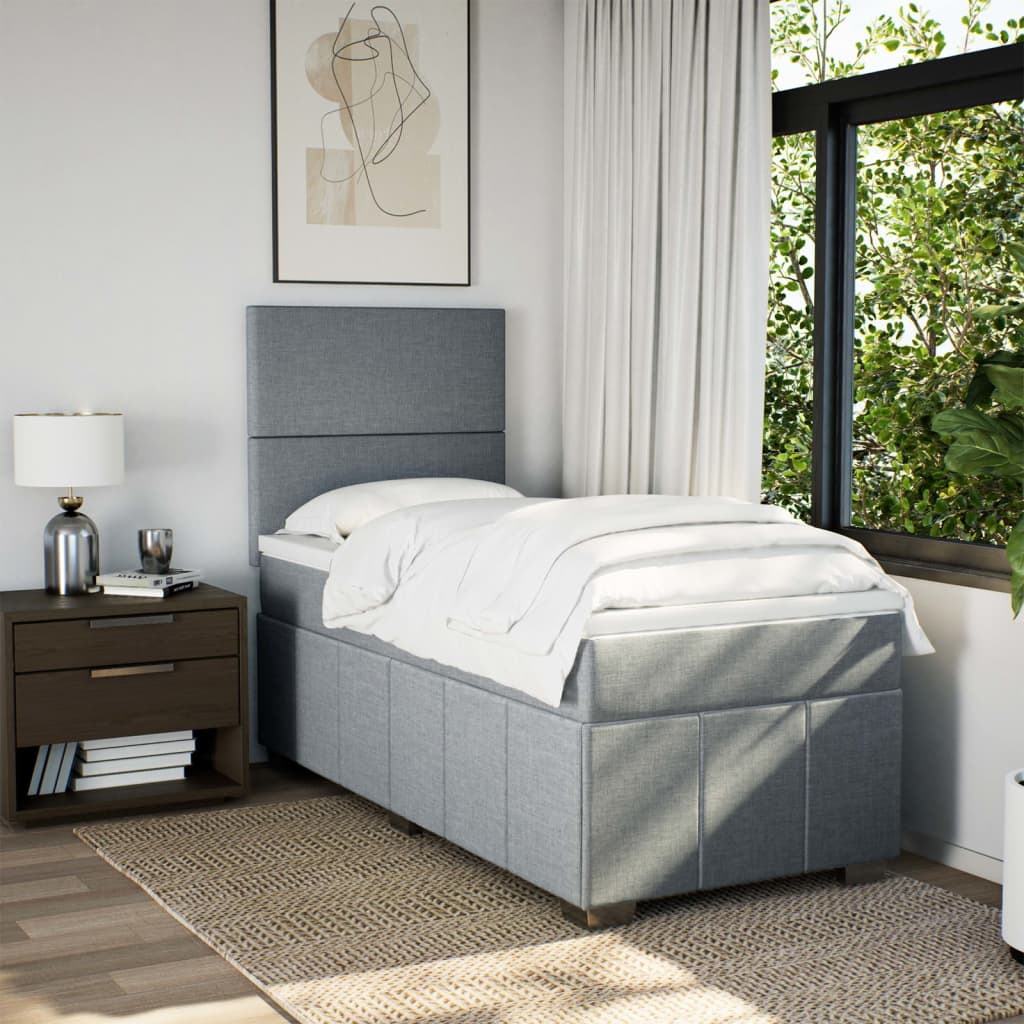 Box Spring Postel S Matrací Světle Šedá 90X190 Cm Textil