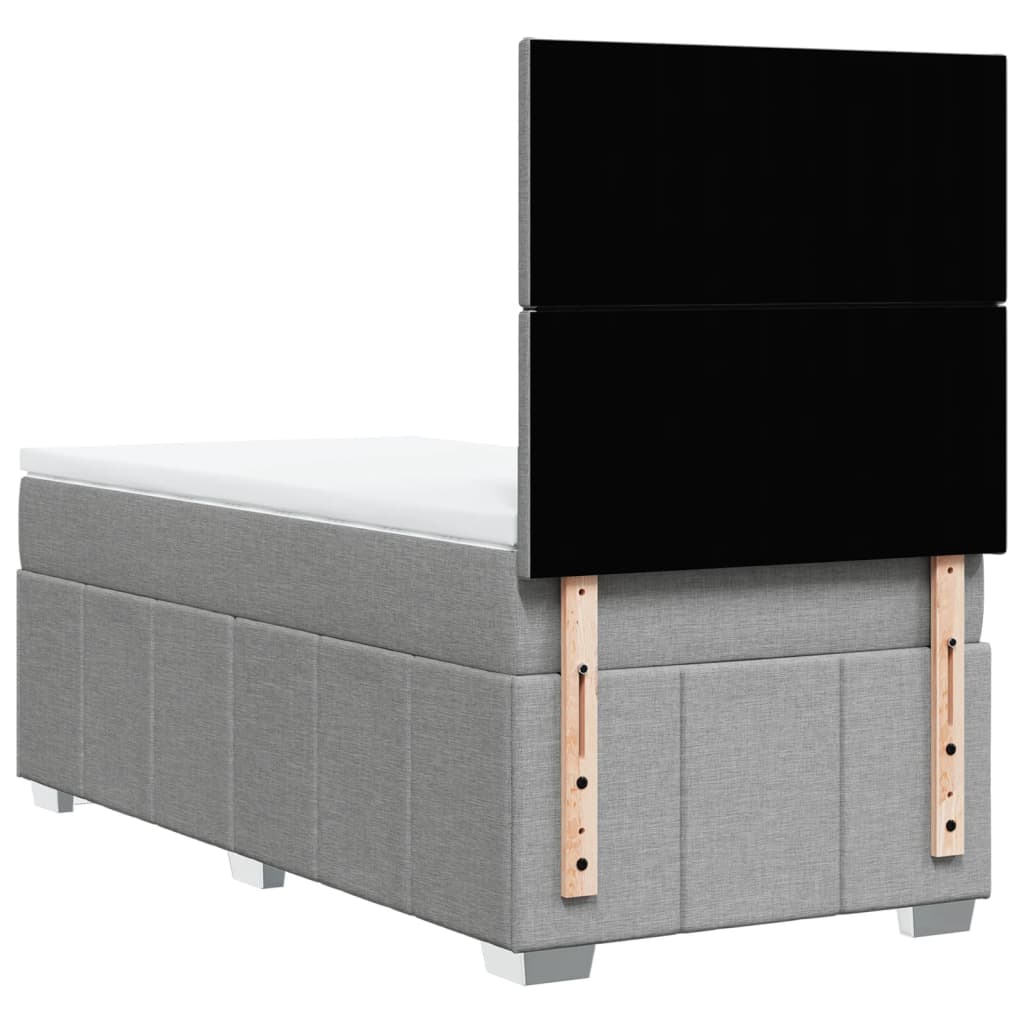 Box Spring Postel S Matrací Světle Šedá 90X190 Cm Textil