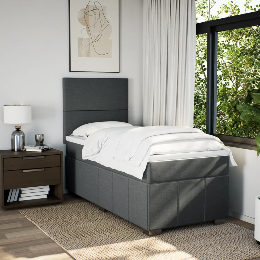 Box Spring Postel S Matrací Tmavě Šedá 90X190 Cm Textil
