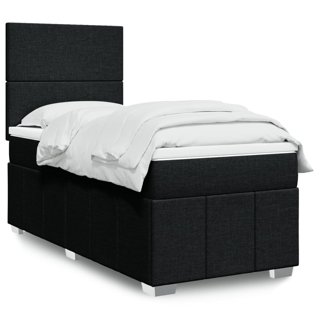 Box Spring Postel S Matrací Černá Textil Černá