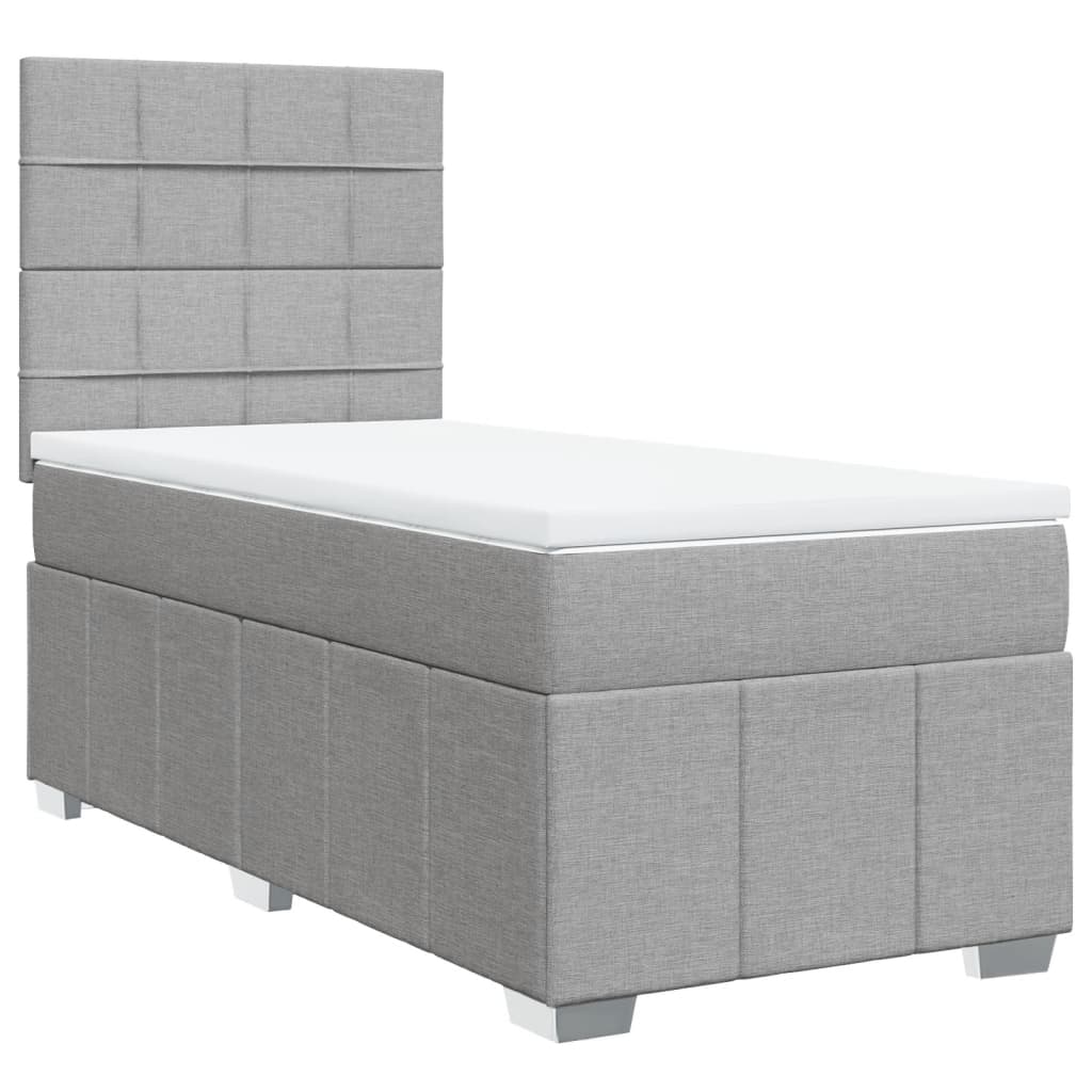 Box Spring Postel S Matrací Světle Šedá 90X190 Cm Textil