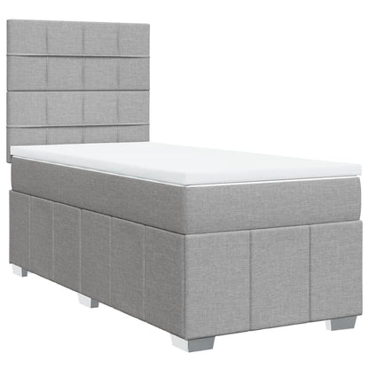 Box Spring Postel S Matrací Světle Šedá 90X190 Cm Textil