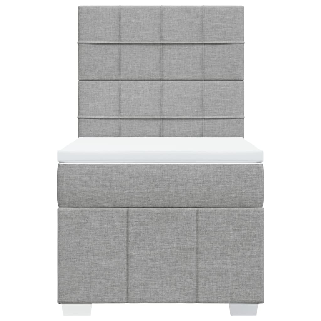 Box Spring Postel S Matrací Světle Šedá 90X190 Cm Textil