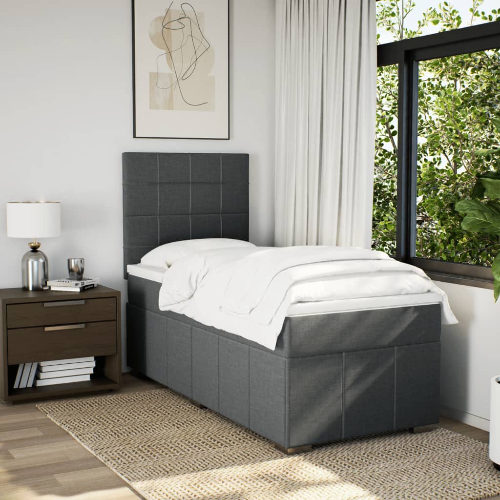 Box Spring Postel S Matrací Tmavě Šedá 90X190 Cm Textil