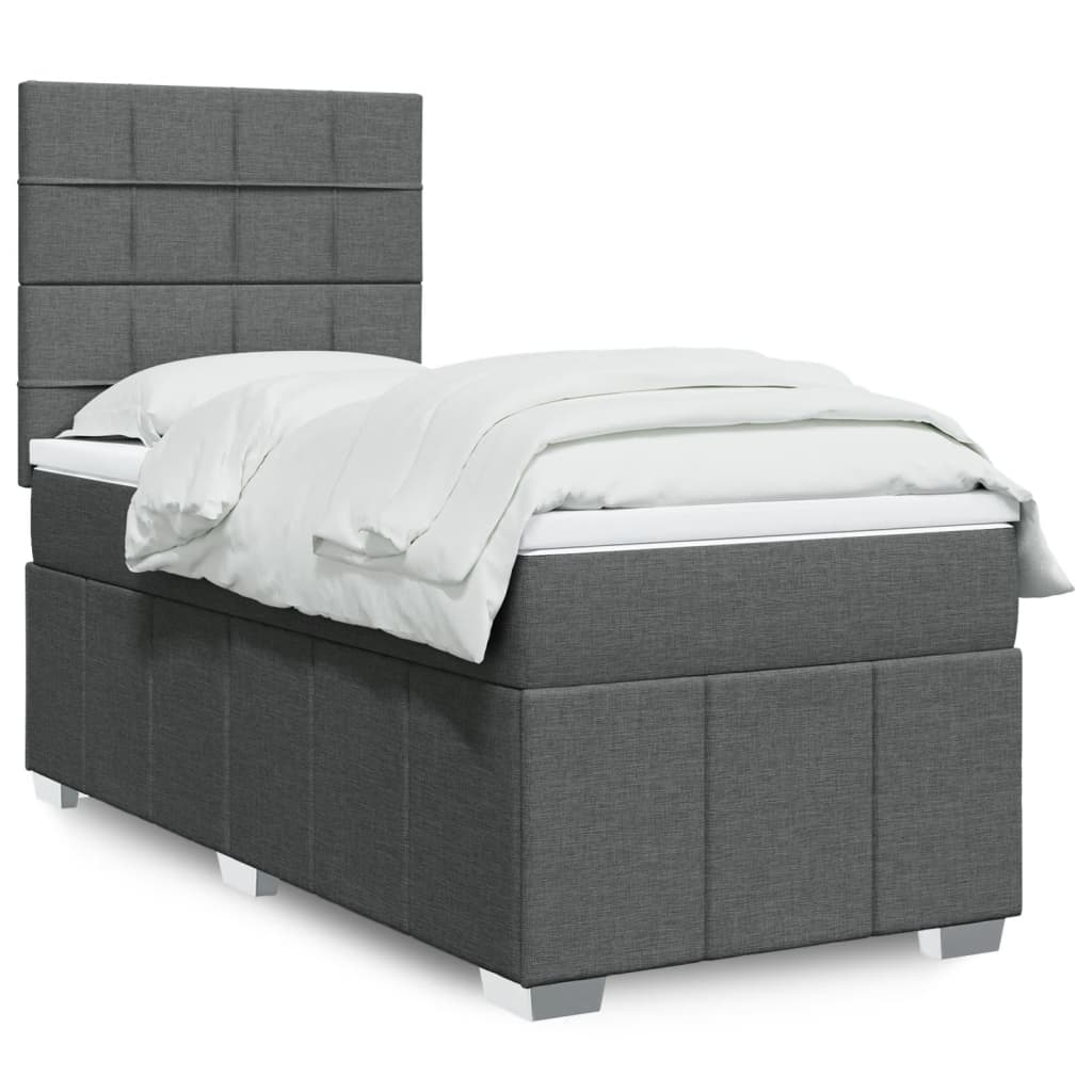 Box Spring Postel S Matrací Tmavě Šedá 90X190 Cm Textil