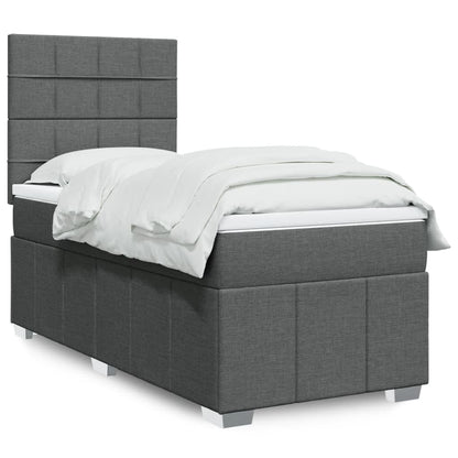 Box Spring Postel S Matrací Tmavě Šedá 90X190 Cm Textil