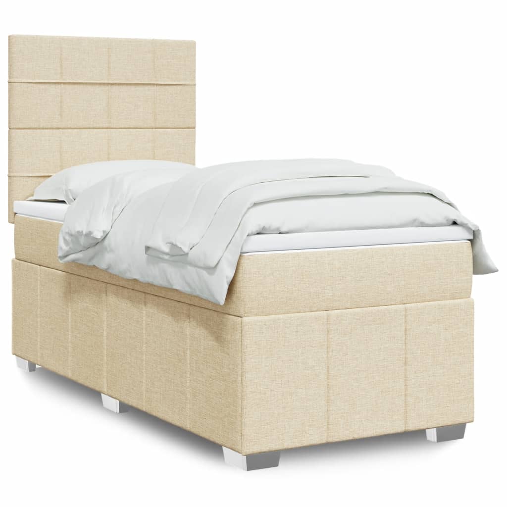 Box Spring Postel S Matrací Textil Krémová