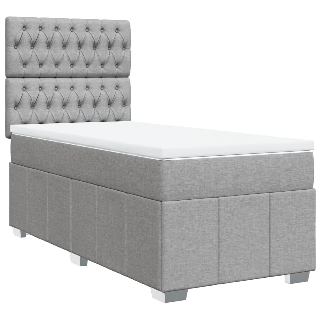 Box Spring Postel S Matrací Světle Šedá 90X190 Cm Textil