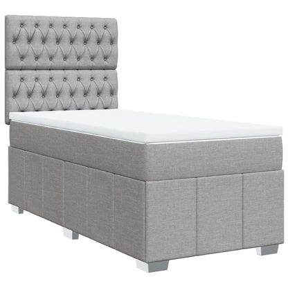 Box Spring Postel S Matrací Světle Šedá 90X190 Cm Textil