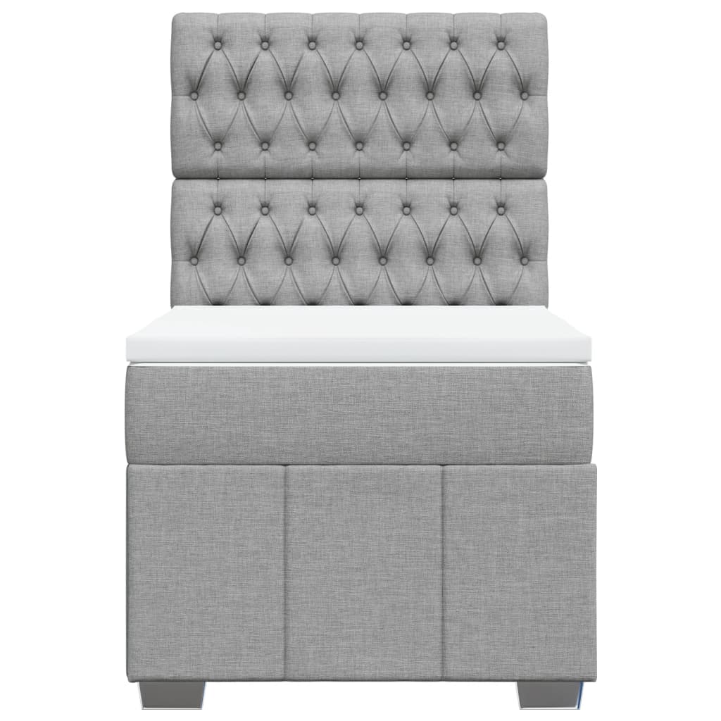Box Spring Postel S Matrací Světle Šedá 90X190 Cm Textil