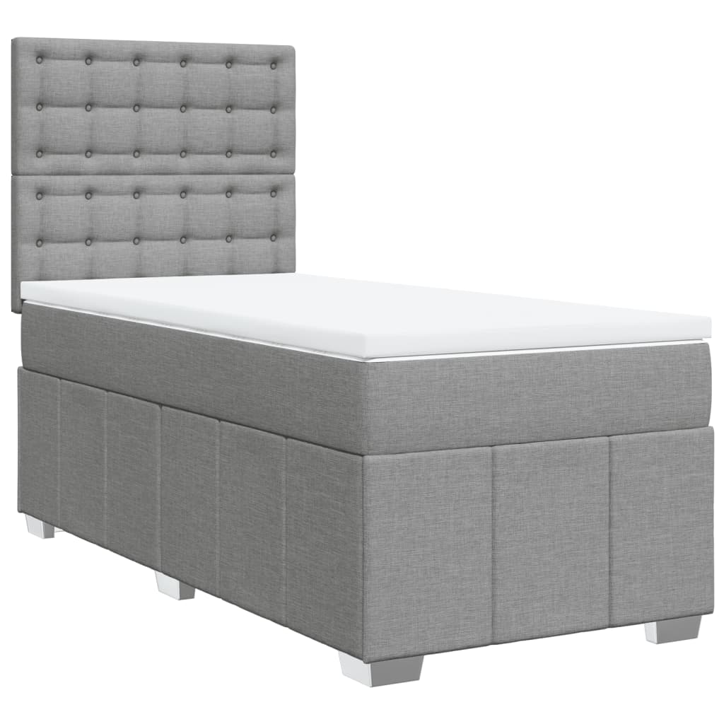 Box Spring Postel S Matrací Světle Šedá 90X190 Cm Textil