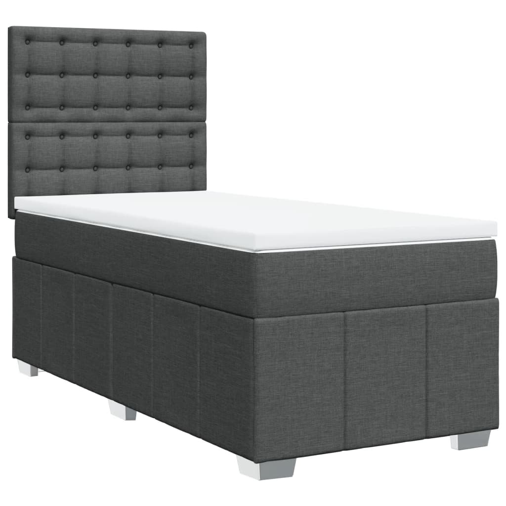 Box Spring Postel S Matrací Tmavě Šedá 90X190 Cm Textil