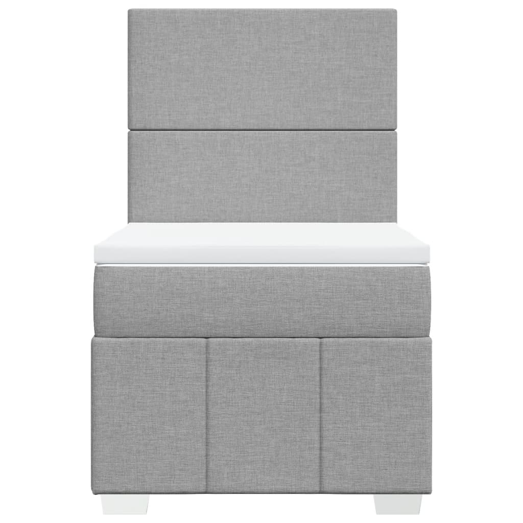 Box Spring Postel S Matrací Světle Šedá 90X200 Cm Textil