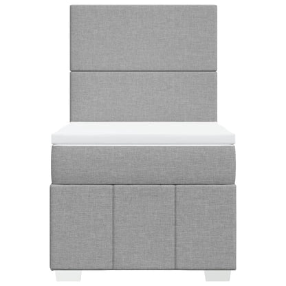 Box Spring Postel S Matrací Světle Šedá 90X200 Cm Textil