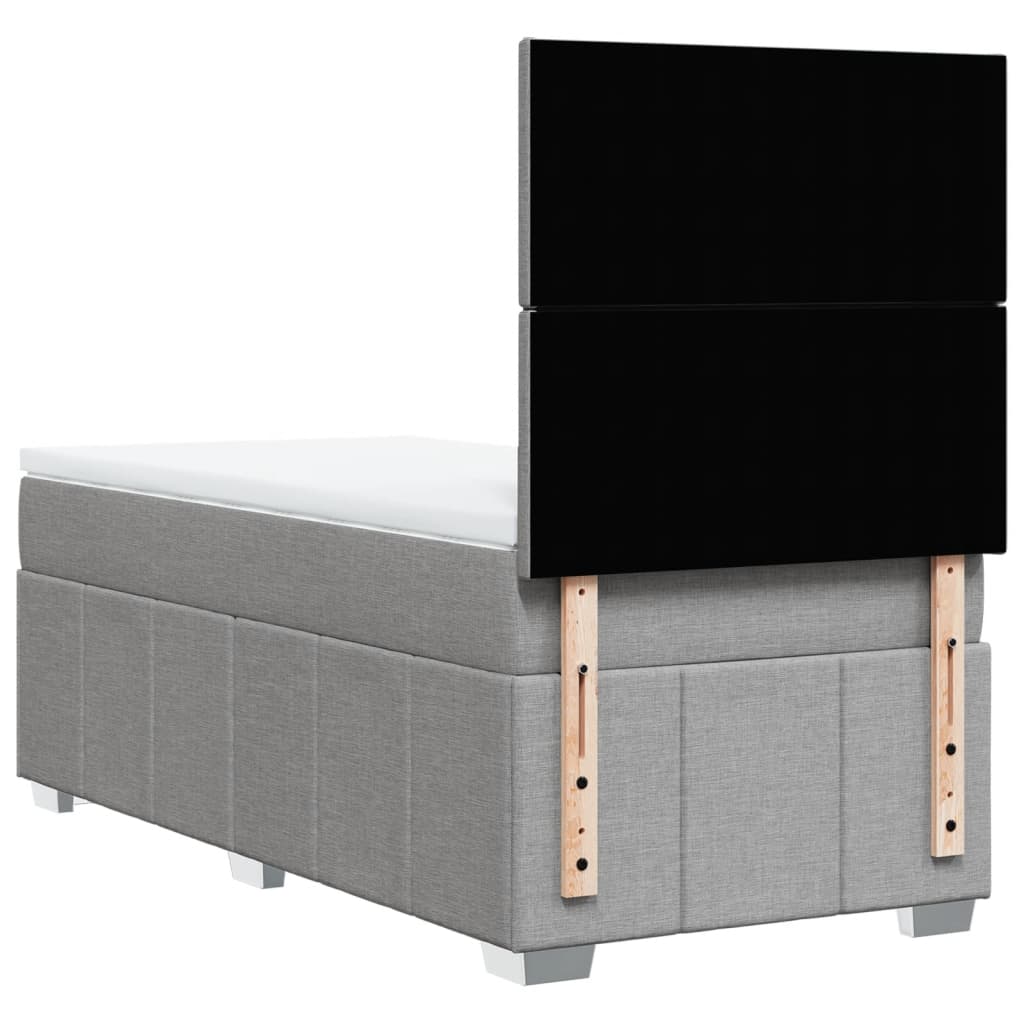 Box Spring Postel S Matrací Světle Šedá 90X200 Cm Textil