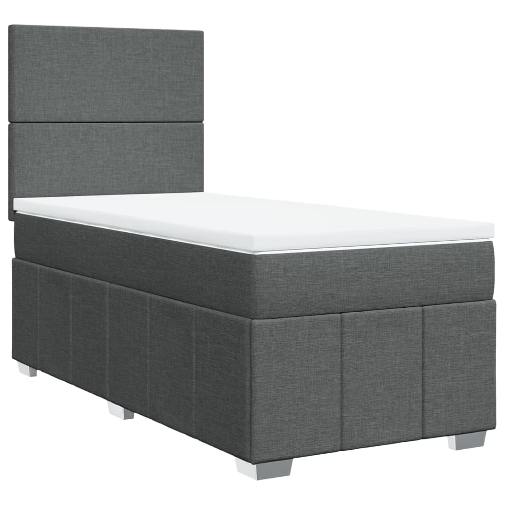 Box Spring Postel S Matrací Tmavě Šedá 90X200 Cm Textil