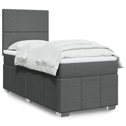 Box Spring Postel S Matrací Tmavě Šedá 90X200 Cm Textil