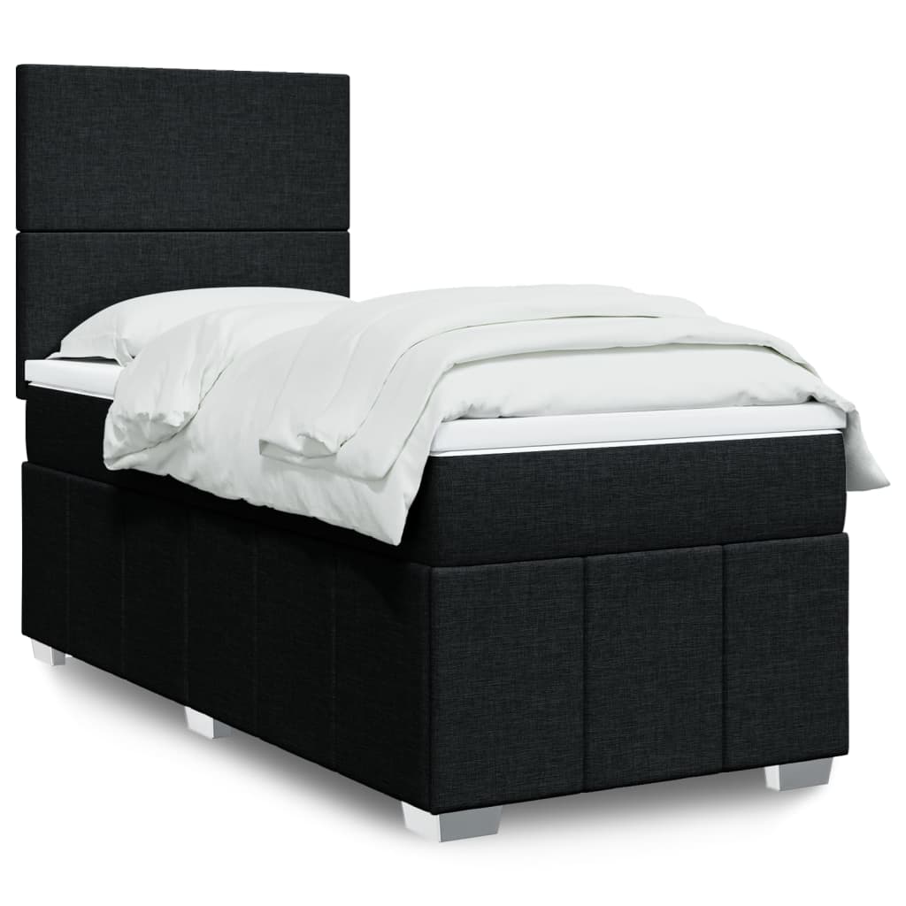 Box Spring Postel S Matrací Černá Textil Černá