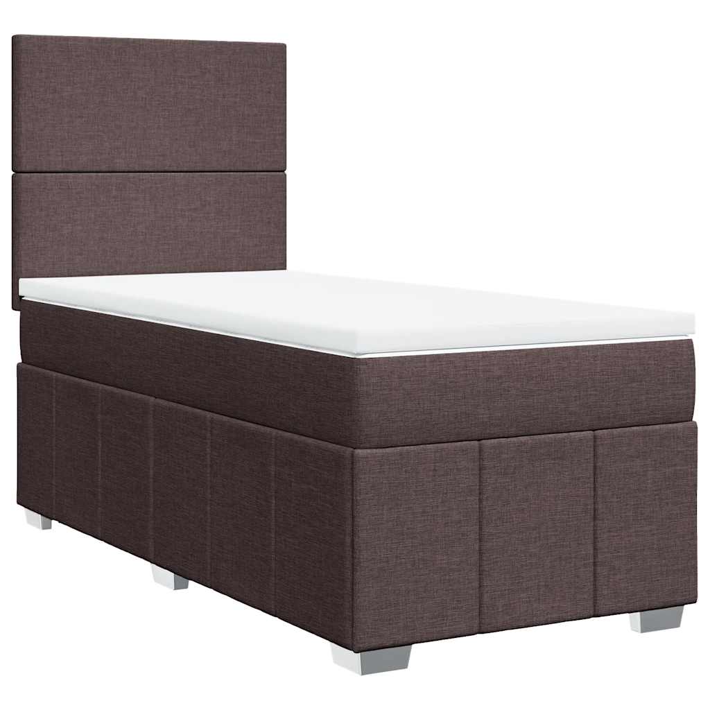 Box Spring Postel S Matrací Tmavě Hnědá 90X200 Cm Textil