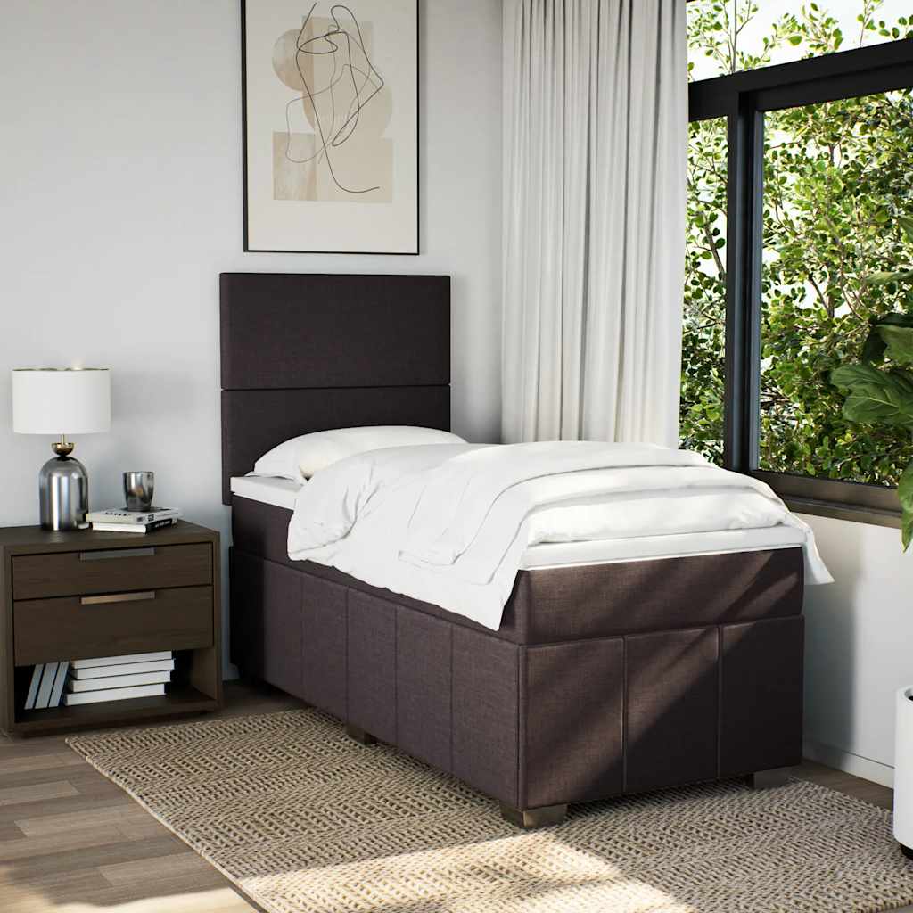 Box Spring Postel S Matrací Tmavě Hnědá 90X200 Cm Textil