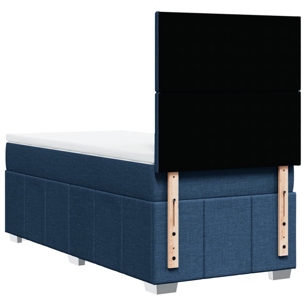 Box Spring Postel S Matrací Modrá 90X200 Cm Textil