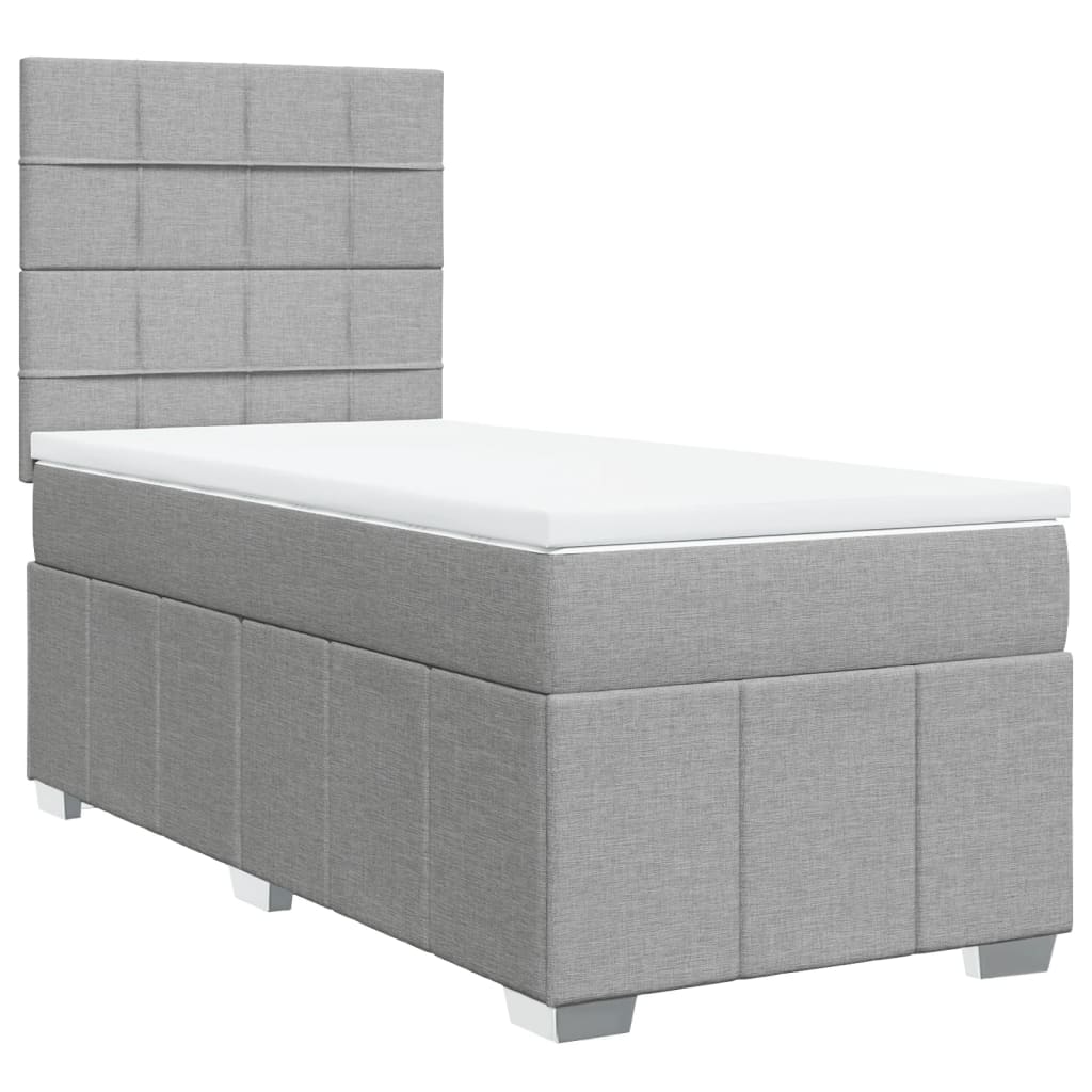 Box Spring Postel S Matrací Světle Šedá 90X200 Cm Textil