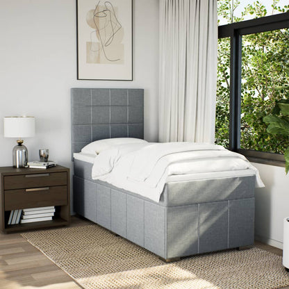 Box Spring Postel S Matrací Světle Šedá 90X200 Cm Textil