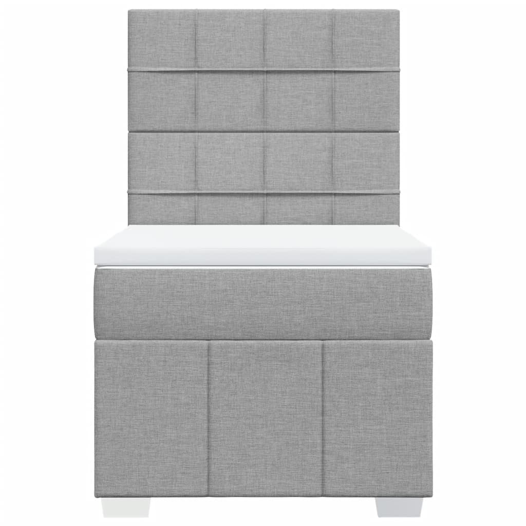 Box Spring Postel S Matrací Světle Šedá 90X200 Cm Textil