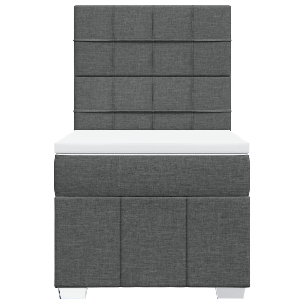 Box Spring Postel S Matrací Tmavě Šedá 90X200 Cm Textil
