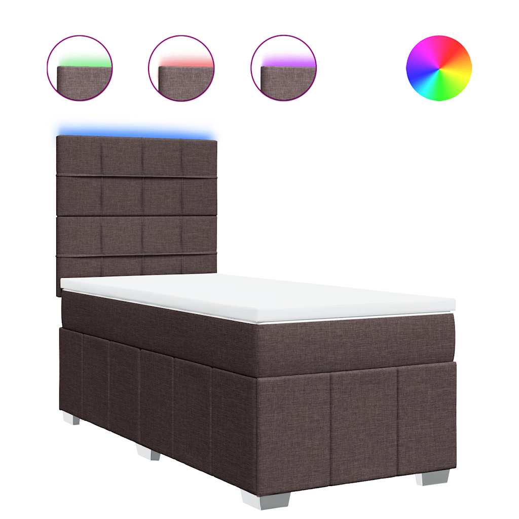 Box Spring Postel S Matrací Tmavě Hnědá 90X200 Cm Textil