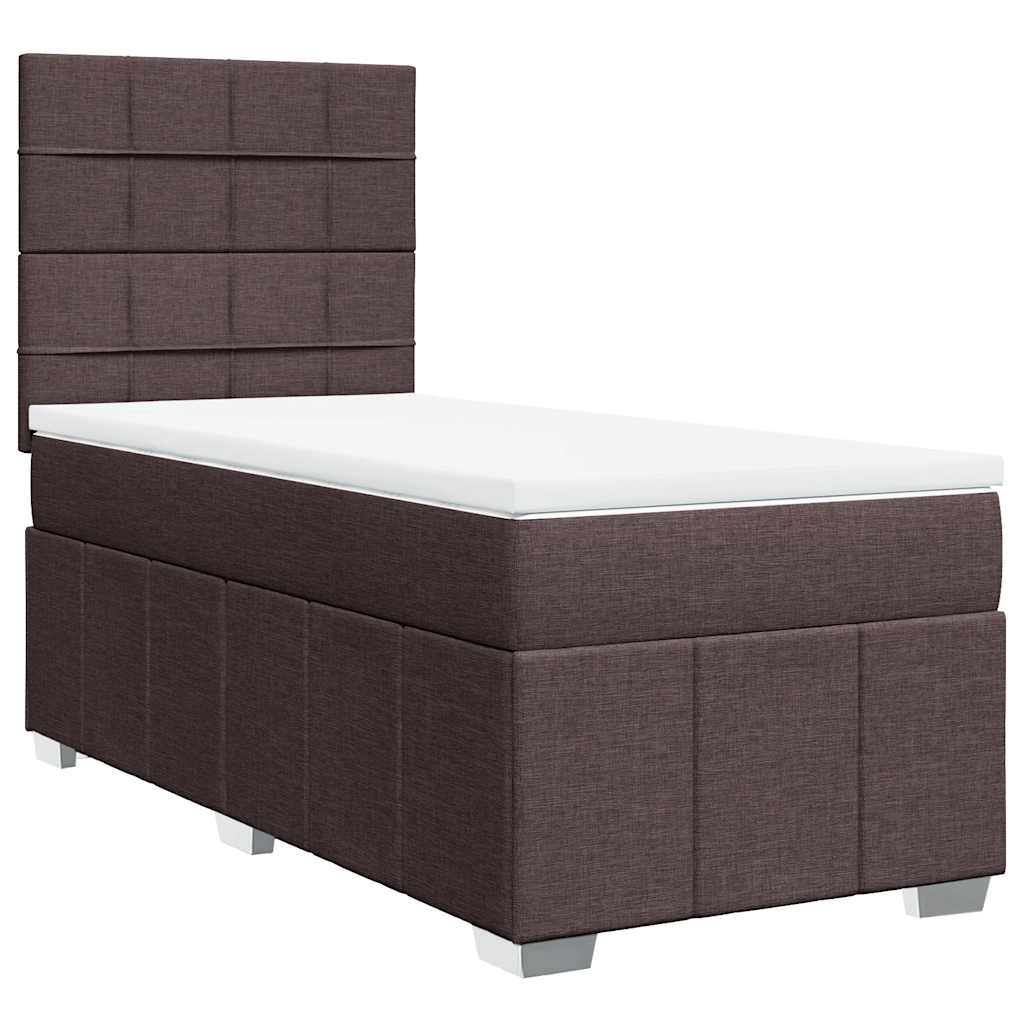 Box Spring Postel S Matrací Tmavě Hnědá 90X200 Cm Textil