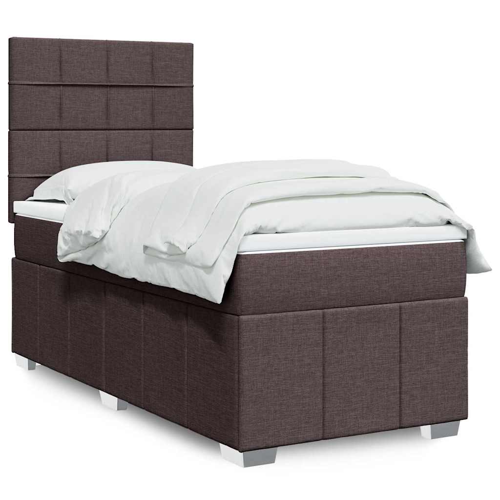Box Spring Postel S Matrací Tmavě Hnědá 90X200 Cm Textil