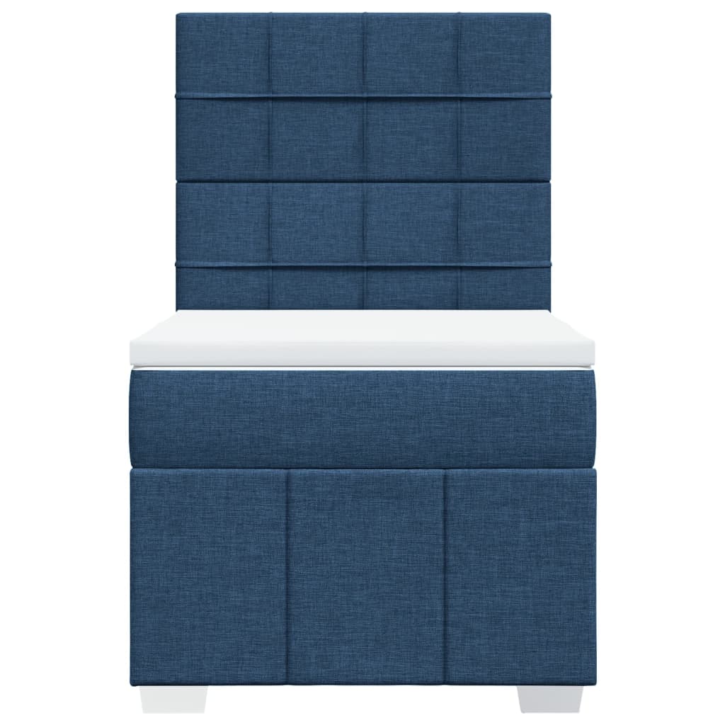 Box Spring Postel S Matrací Modrá 90X200 Cm Textil