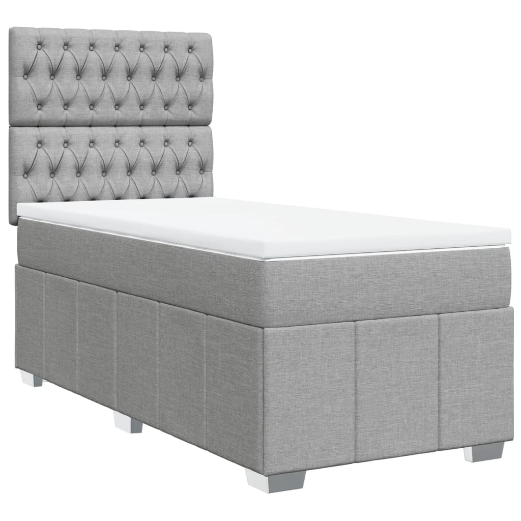 Box Spring Postel S Matrací Světle Šedá 90X200 Cm Textil