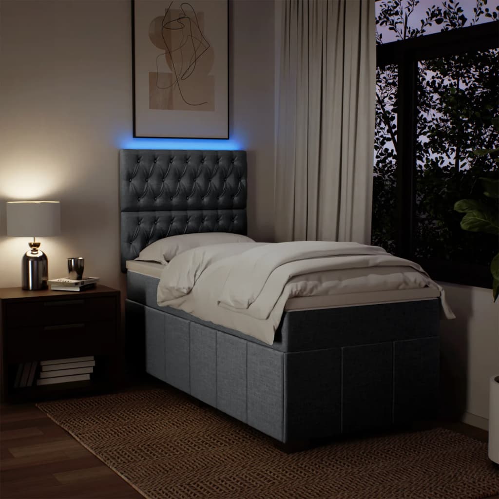 Box Spring Postel S Matrací Světle Šedá 90X200 Cm Textil