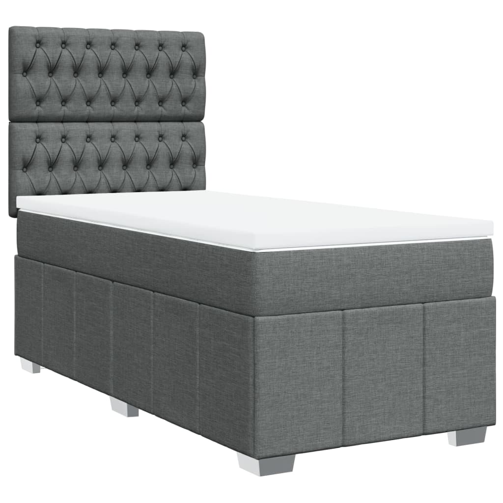 Box Spring Postel S Matrací Tmavě Šedá 90X200 Cm Textil