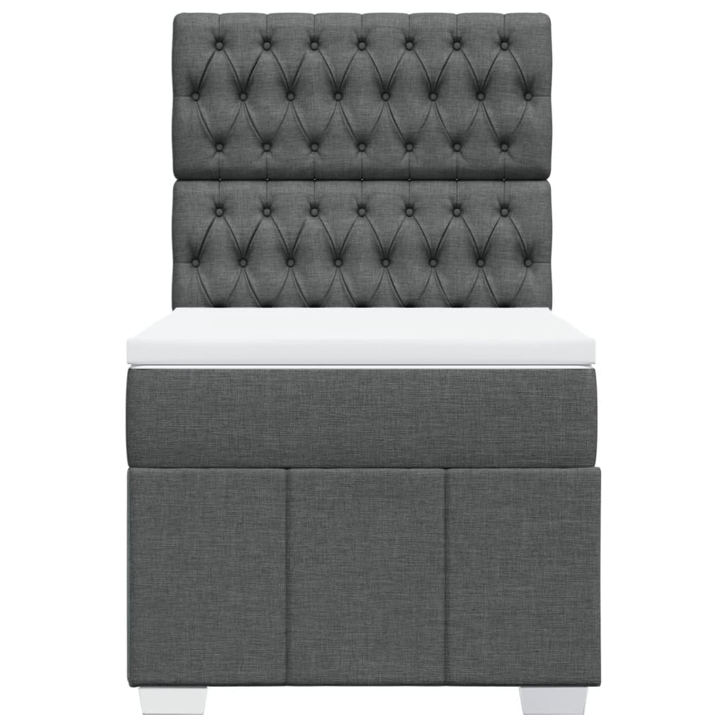 Box Spring Postel S Matrací Tmavě Šedá 90X200 Cm Textil