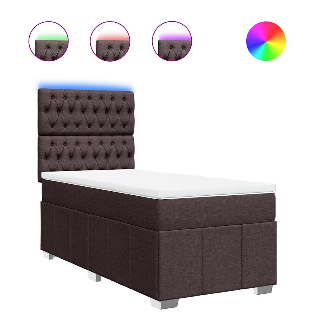 Box Spring Postel S Matrací Tmavě Hnědá 90X200 Cm Textil
