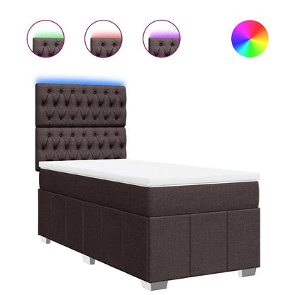 Box Spring Postel S Matrací Tmavě Hnědá 90X200 Cm Textil