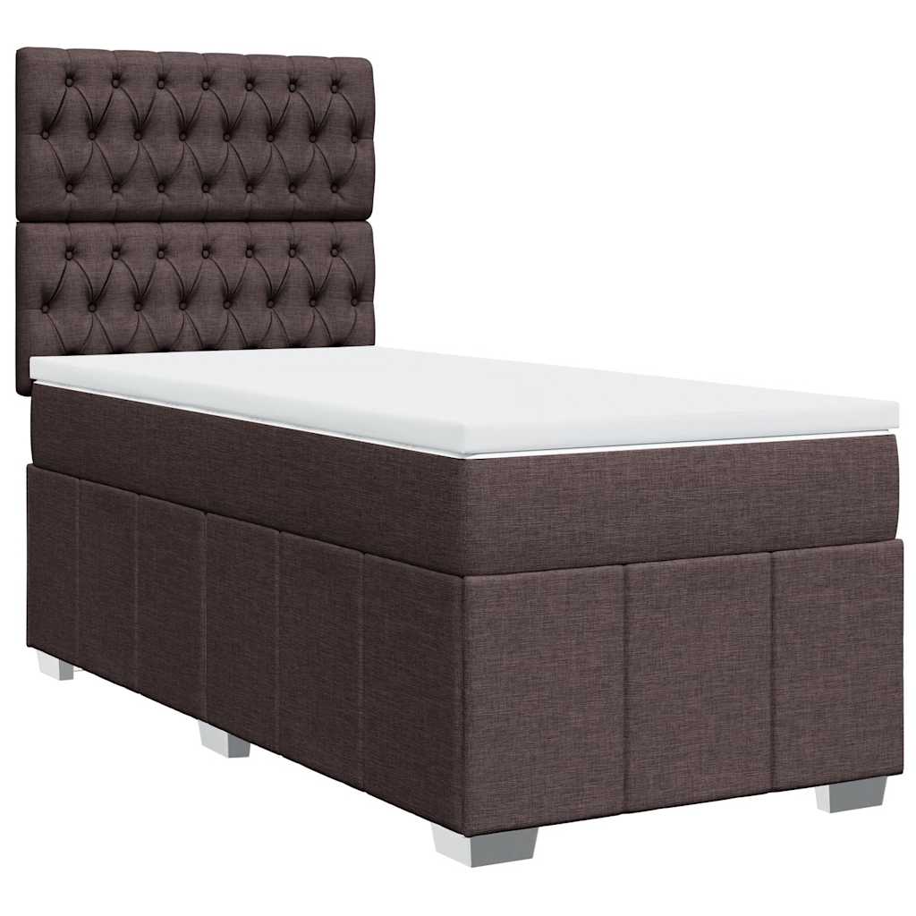 Box Spring Postel S Matrací Tmavě Hnědá 90X200 Cm Textil