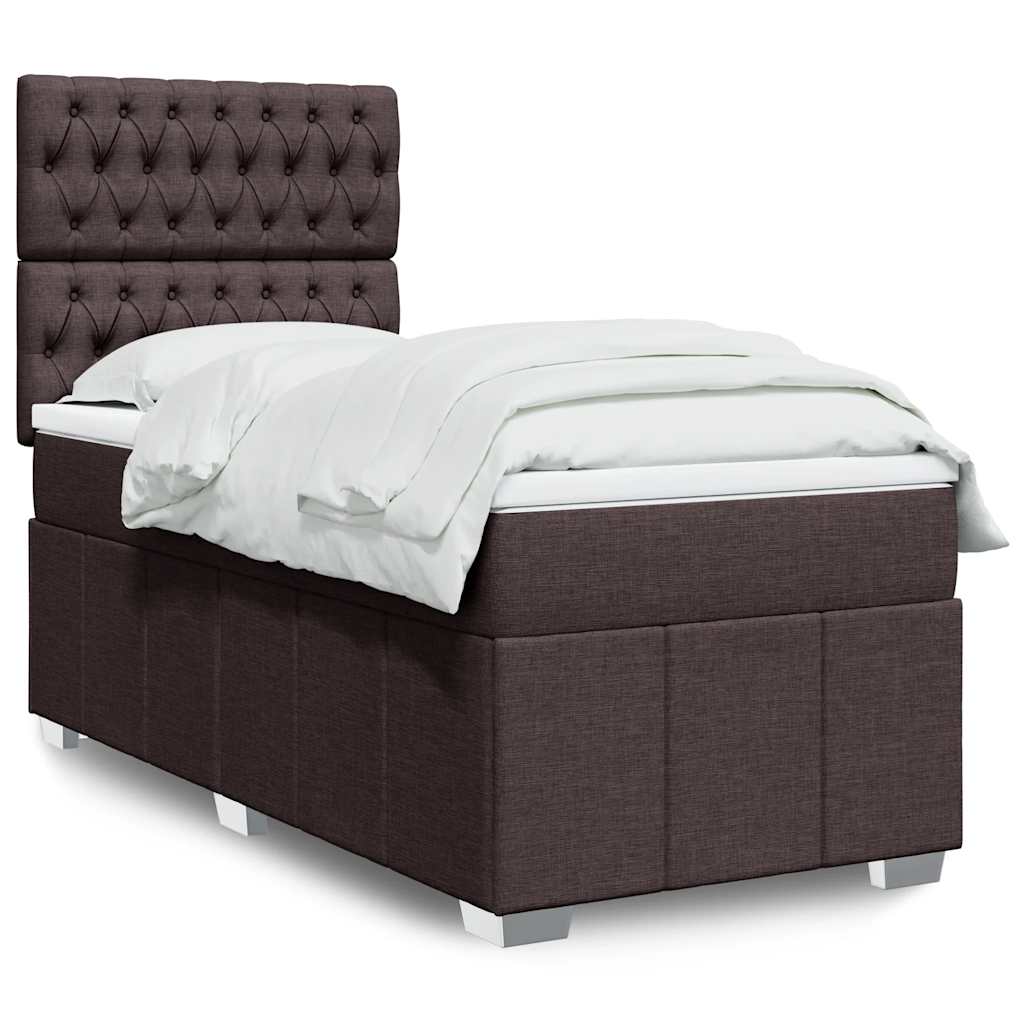 Box Spring Postel S Matrací Tmavě Hnědá 90X200 Cm Textil
